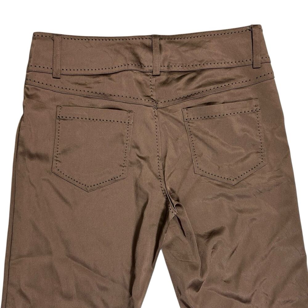 Vintage Cache Womens 6 Y2K Bronze Metallic Satin Brown Bootcut Pants Low Rise - Picture 5 of 14